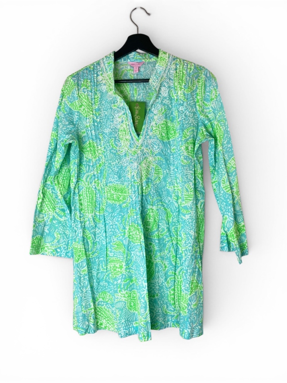 New Lilly Pulitzer Sarasota Beaded Tunic Cotton in Spa Blue Size M - NWT - Picture 3 of 12